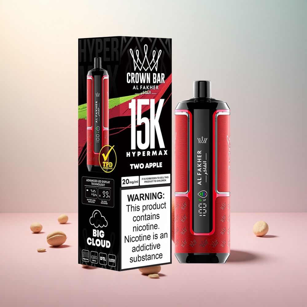 Dve Jabolki Al Fakher Crown Bar 15K Hypermax Do 15000 Puffs Slovenija vape Tip-C Port