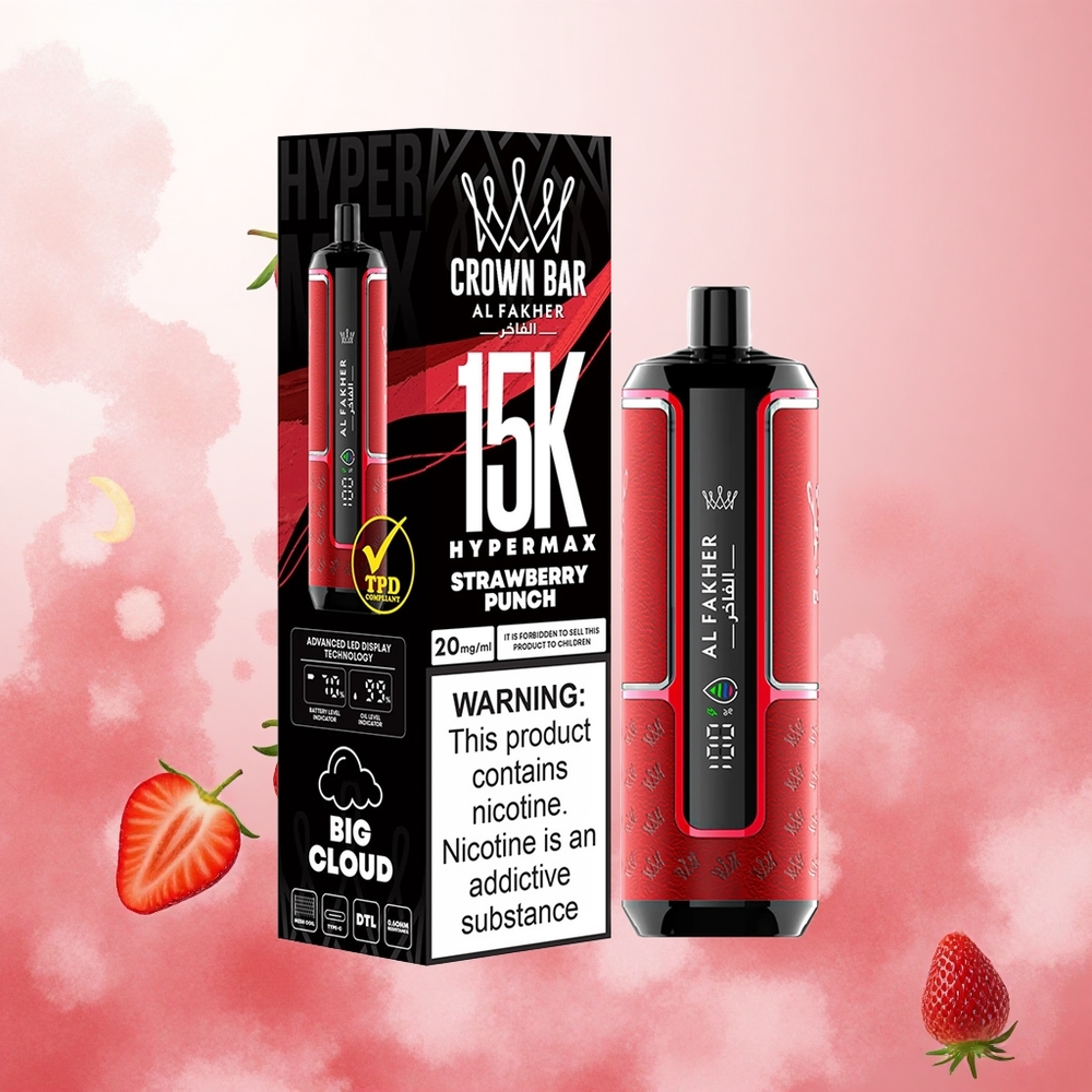 Jagodni Punč Al Fakher Crown Bar 15K Hypermax 15000 vpogledov Slovenija vape Tip-C Port, 22ml