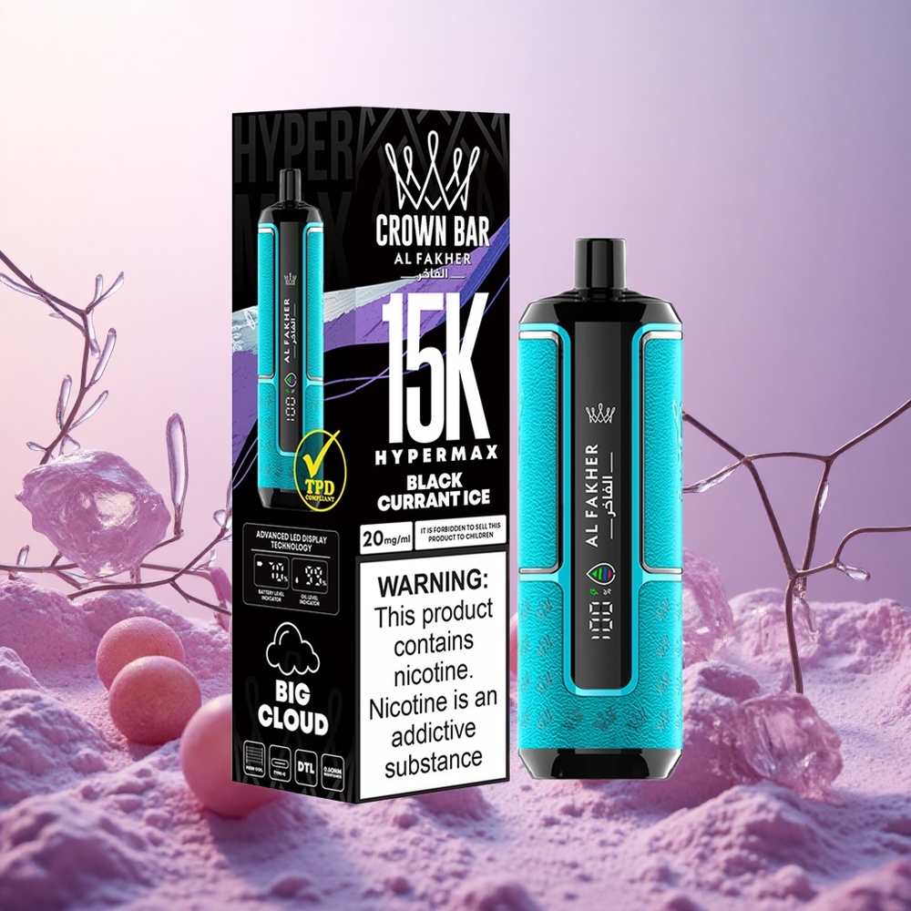 Črni ribez led Al Fakher Crown Bar 15K Hypermax do 15000 Puffs Slovenija vape