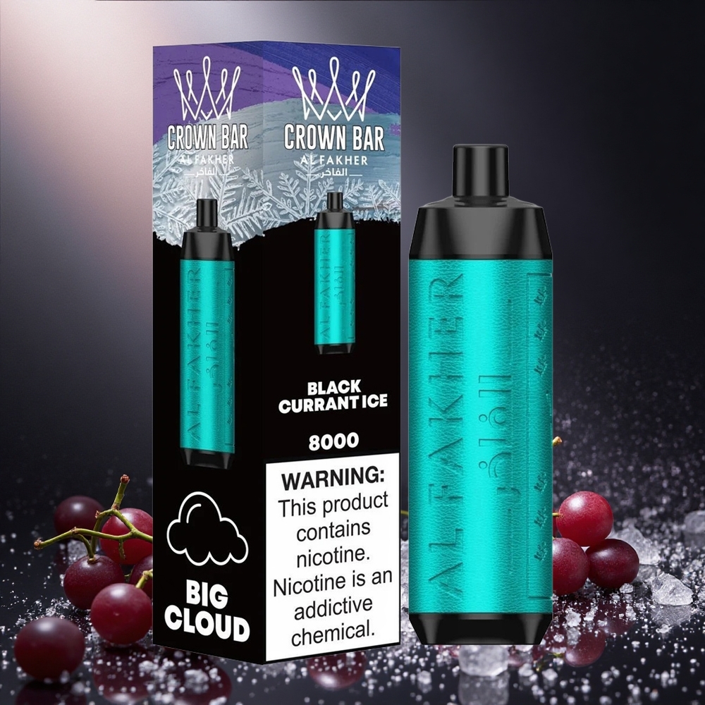 Črni ribez led Al Fakher Crown Bar 8000 Crystal 8000 potegov Slovenija vape 18ml e-tekočina