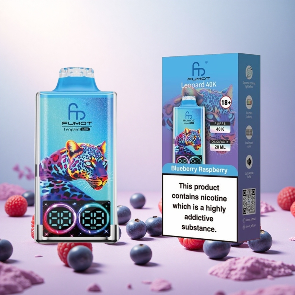Borostnica Malina Fumot Leopard 40K Puffs Slovenija vape Dual Mesh Type-C