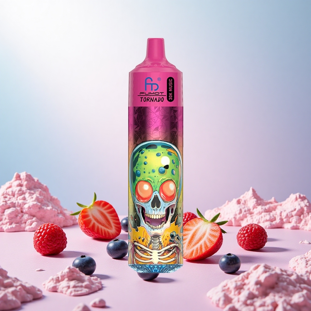 Boržnica Jagoda Malina Sladoled Fumot RandM Tornado 30000 Puffs 30mL Slovenija vape LED zaslon