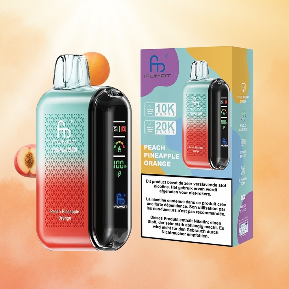 Breskeva Ananas Oranžna Fumot Tornado 20000 Puffs Slovenija vape 20ml Dvojna Mrežasta Tuljava