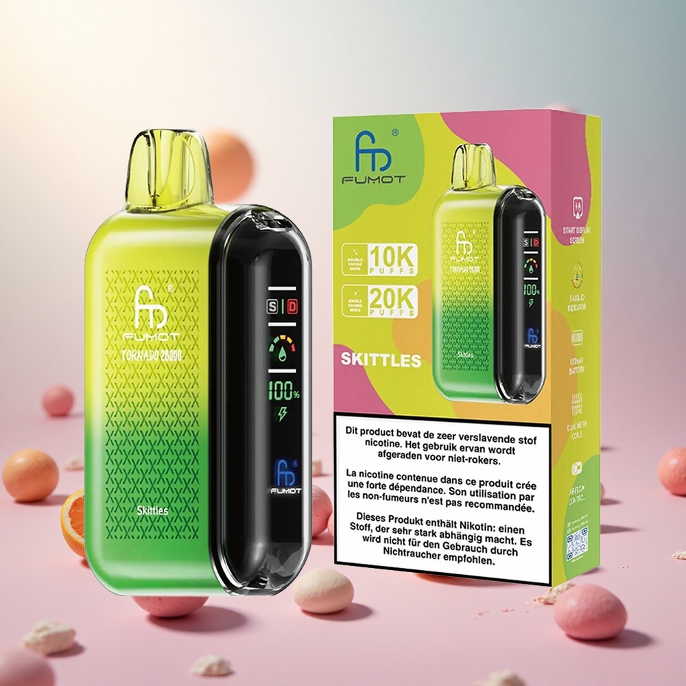 Friskos Skittles Fumot Tornado 20000 Puffs Slovenija vape Dual Mesh Coil