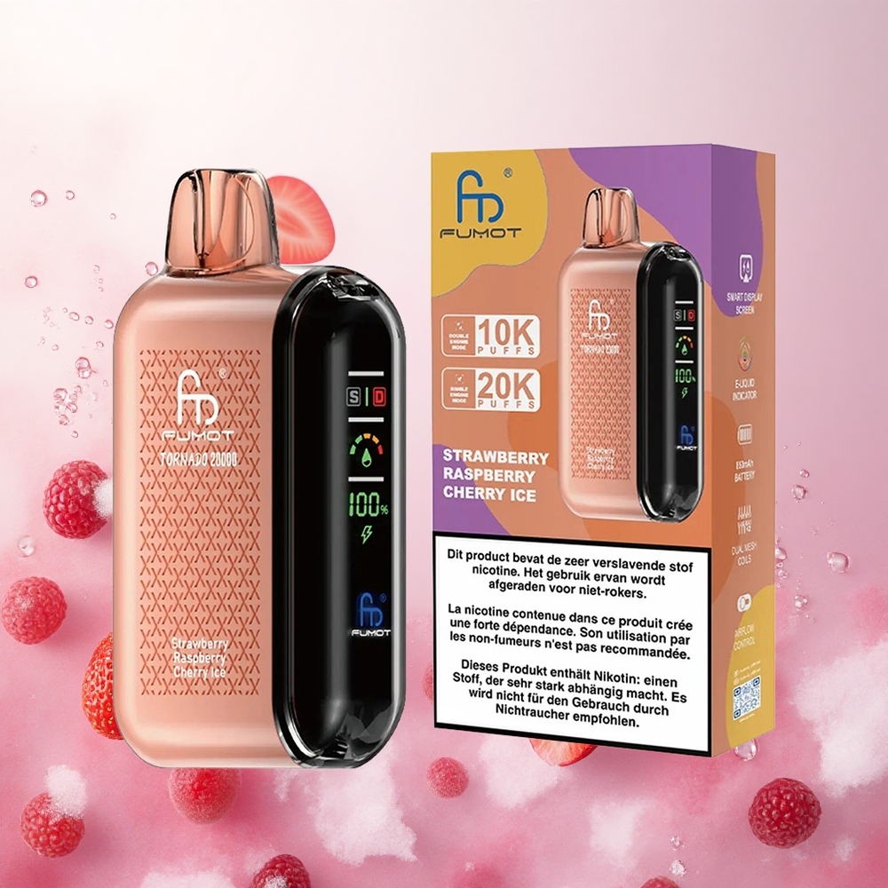 Jagoda Malina Češnja Led Fumot Tornado 20000 Puffs Slovenija vape Dual Mesh Coil