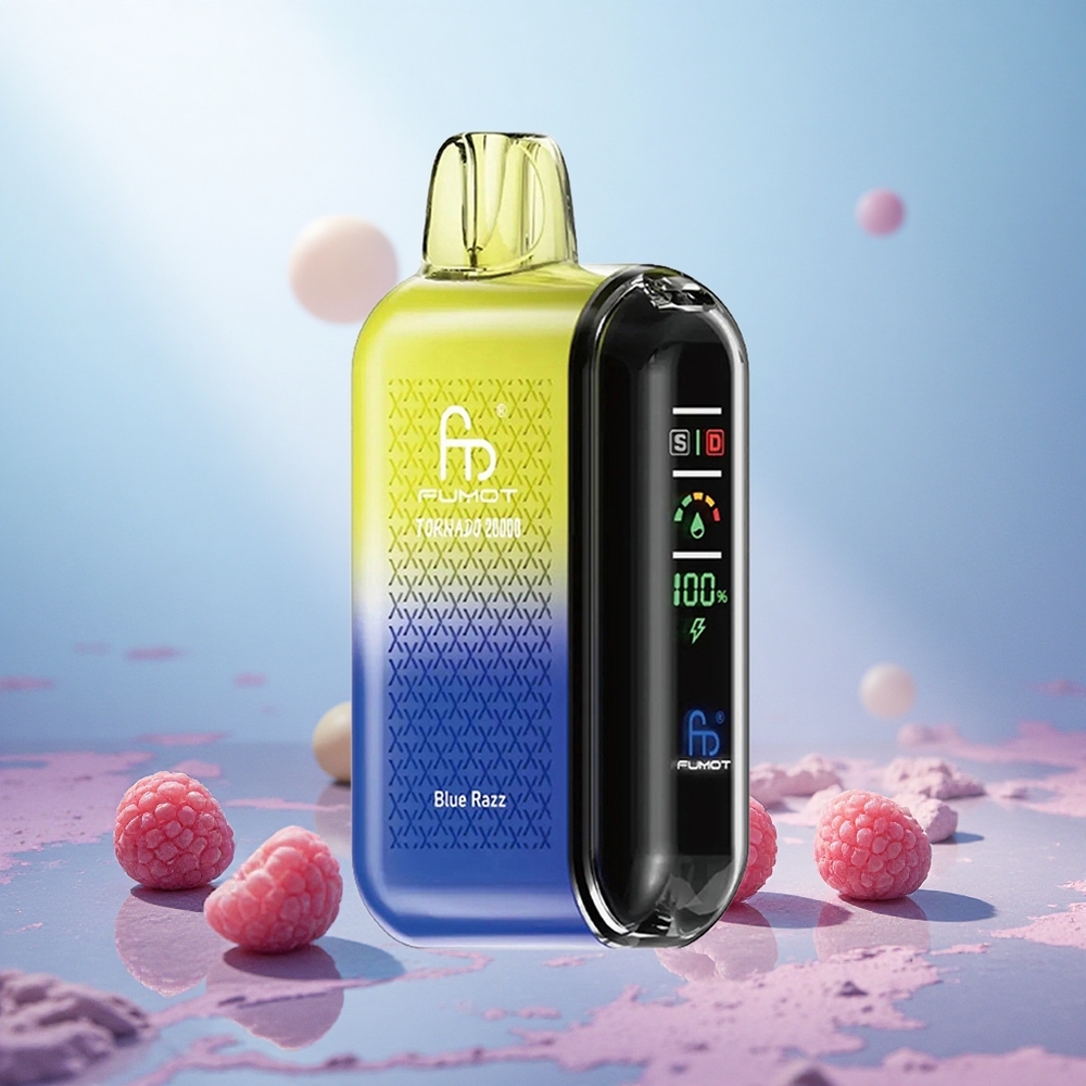 Modra malina Fumot Tornado 20000 Puffs Slovenija vape z 20ml tekočine in Dual Mesh Coil