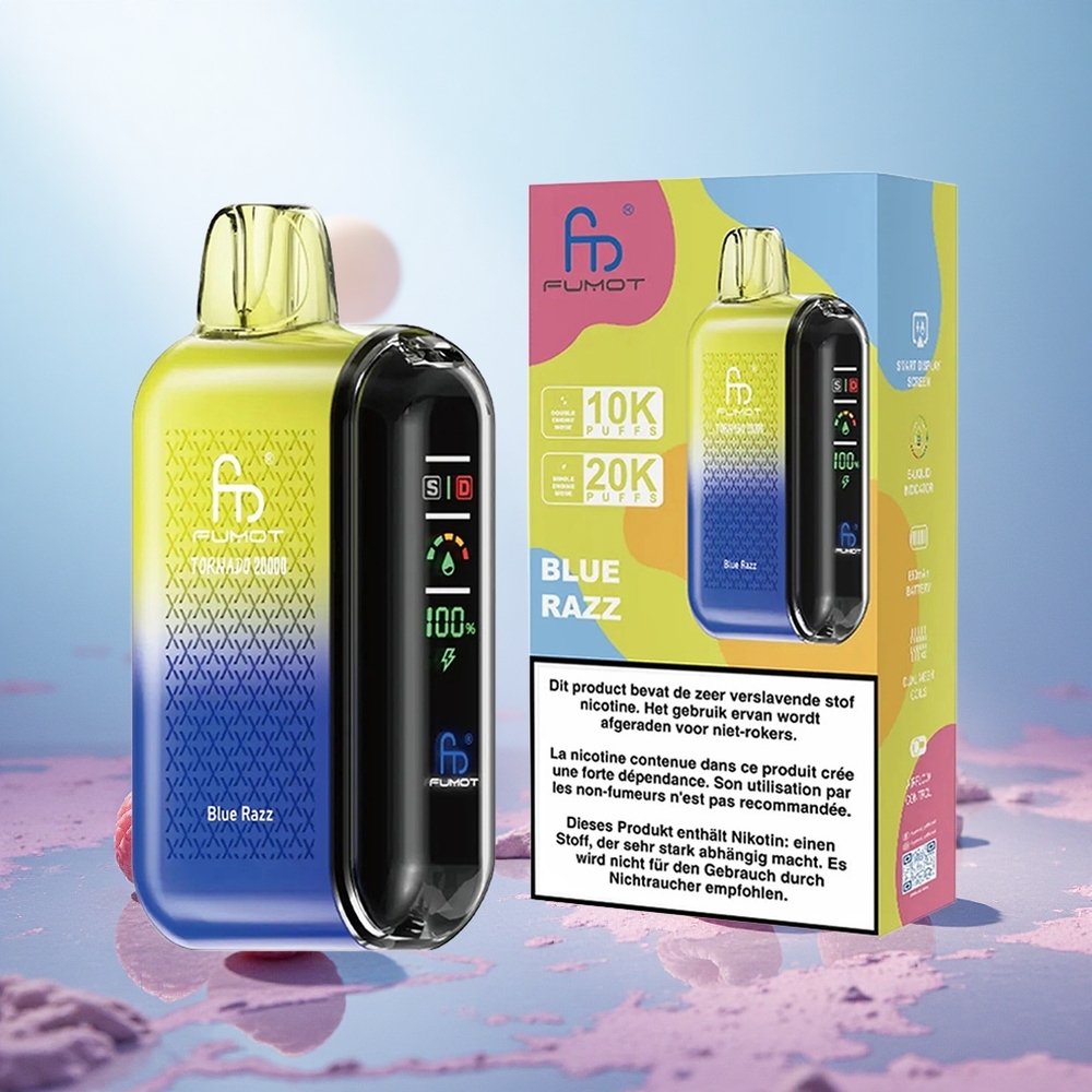 Modra malina Fumot Tornado 20000 Puffs Slovenija vape z 20ml tekočine in Dual Mesh Coil