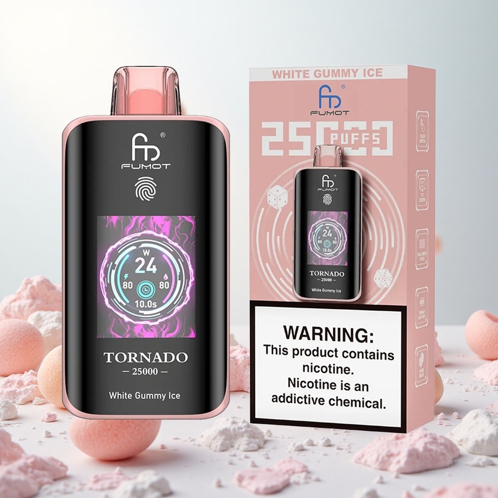 Belgumijasti led Fumot Tornado 25000 Puffs Slovenija vape z HD zaslonom in 20ml tekočine