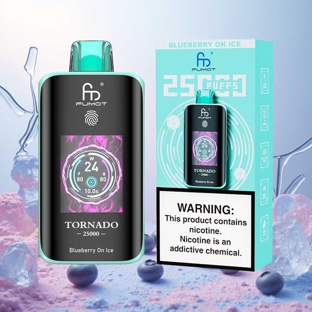 Borova jagoda na ledu Fumot Tornado 25000 Puffs Slovenija vape HD zaslon, 20ml tekočine