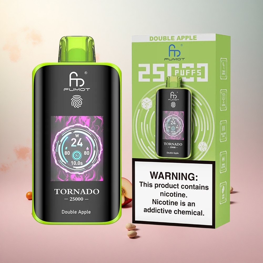 Dvojno jabolko Fumot Tornado 25000 Puffs Slovenija vape z 20ml e-tekočino in HD zaslonom