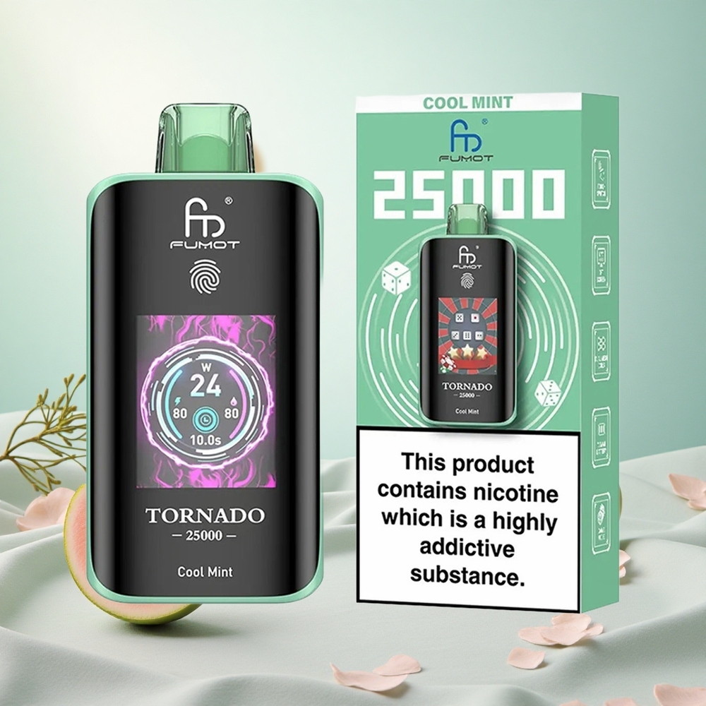 Hladna Meta Fumot Tornado 25000 Puffs Slovenija vape z 20ml E-tekočino in HD zaslonom