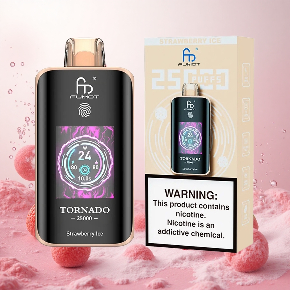 Jagoda Led Fumot Tornado 25000 Puffs Slovenija vake HD zaslon & 20ml tekočina