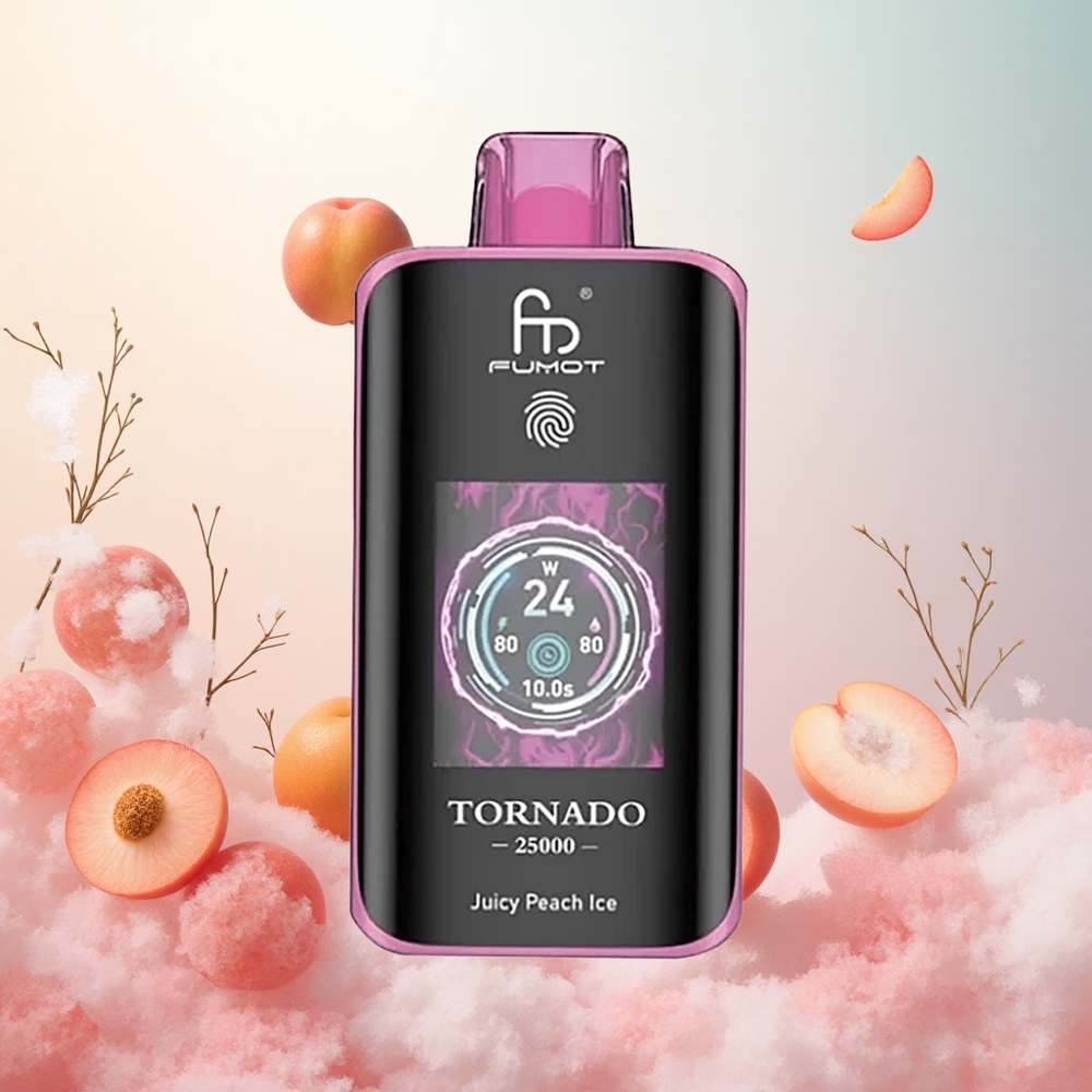 Sočna Breskva Led Fumot Tornado 25000 Puffs Slovenija vape z HD zaslonom in 20ml E-tekočine