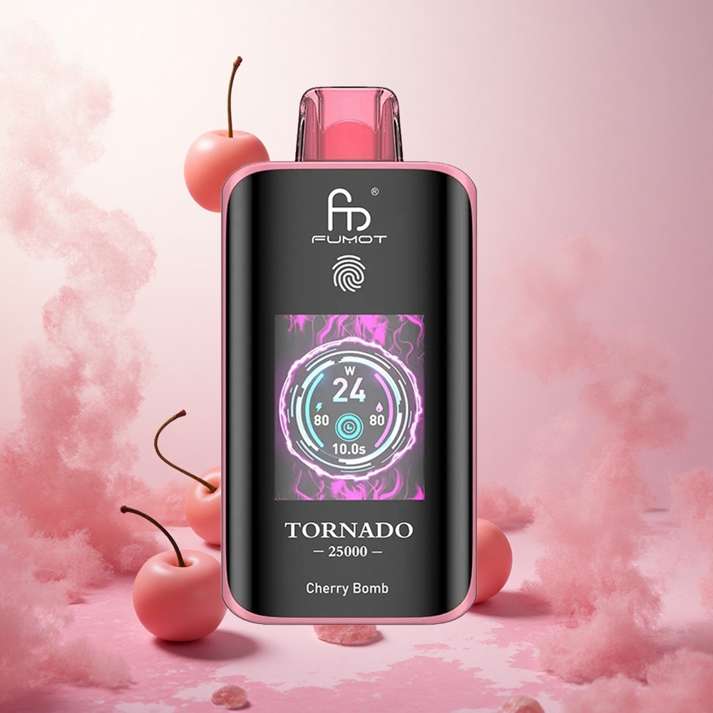 Češnjevi bombič Fumot Tornado 25000 Puffs Slovenija vape HD zaslon, 20ml e-tekočina